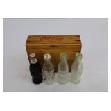 Vintage Coca-Cola Miniature Bottles in Mini Crate (Lot of 4)