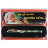 Coca-Cola Collectible Roller Ball Pen Gift Tin with Holiday Card Sets
