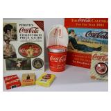 Coca-Cola Collectibles Lot of 5: Price Guide, Cards, Duncan Yo-Yo, Shoulder Pads & 2001 Calendar