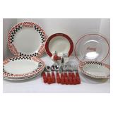 Coca-Cola Tableware Set, Plates, Bowls, Utensils & Salt & Pepper (Lot of 18)
