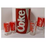 Coca-Cola Tin & Glasses (Lot of 5)