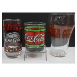 Coca-Cola Novelty Glassware, All Star Cups & Crate (Lot of 9)