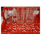 Coca-Cola Christmas Glasses in Red Crate (Lot of 6)