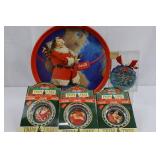 Coca-Cola Christmas Tray & Ornament Lot of 5