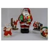 Hand-Painted Glass Santa Ornament Set (Lot of 5)