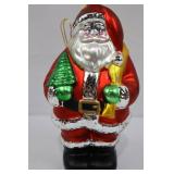 Hand-Painted Glass Santa Ornament Set (Lot of 5)