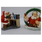 Hand-Painted Glass Santa Ornament Set (Lot of 5)