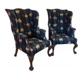 LLR - Two Vintage Elephant-Pattern Armchairs