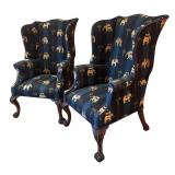 LLR - Two Vintage Elephant-Pattern Armchairs
