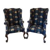 LLR - Two Vintage Elephant-Pattern Armchairs