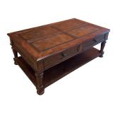 LLR - Vintage Leather-Inset Coffee Table
