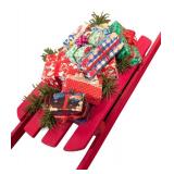 LLR - Enchanted Forest Snowflake Clear Acrylic Tree Topper with Wreath & Red Sleigh Decor