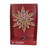 LLR - Enchanted Forest Snowflake Clear Acrylic Tree Topper with Wreath & Red Sleigh Decor