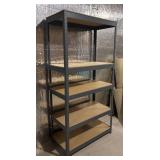 LL - Industrial Metal Shelving Unit with Wood Shelves