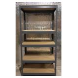 LL - Industrial Metal Shelving Unit with Wood Shelves
