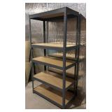 LL - Industrial Metal Shelving Unit with Wood Shelves