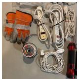 LL - Assorted Extension Cords, Gloves, Towels, Flashlights and More
