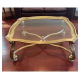 LR - Vintage Hollywood Regency Brass Coffee Table