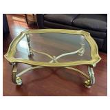 LR - Vintage Hollywood Regency Brass Coffee Table