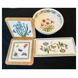 BR1 - Portmeirion The Botanic Garden Tray, Bowl & Coasters (Lot of 4)