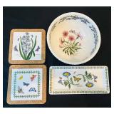BR1 - Portmeirion The Botanic Garden Tray, Bowl & Coasters (Lot of 4)