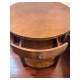 BR1 - Round Wood End Table with Drawer & Shelf