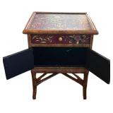 BR1 - Hand-Painted Accent Cabinet with Tiger and Floral Motif