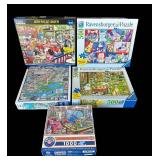 BR1 - White Mountain, Ravensburger & Lionel Jigsaw Puzzle Lot of 5