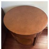 BR1 - Round Wood Accent Table with Drawer & Shelf