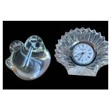 LR - Waterford Crystal Clock & Bird Figurine Set