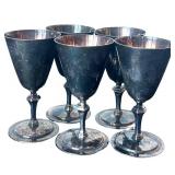 BR1 - Vintage Silver Plate Pitcher & Goblets (Lot of 6)