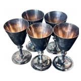 BR1 - Vintage Silver Plate Pitcher & Goblets (Lot of 6)