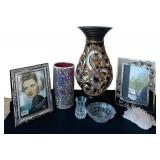LR - Decorative Vase, Frames & Glass Accents (Lot of 7)