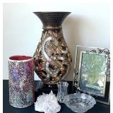 LR - Decorative Vase, Frames & Glass Accents (Lot of 7)
