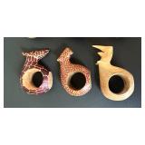 LR - Wooden Safari Animal Napkin Rings & Serving Utensils (Lot of 10)