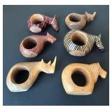 LR - Wooden Safari Animal Napkin Rings & Serving Utensils (Lot of 10)