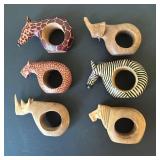 LR - Wooden Safari Animal Napkin Rings & Serving Utensils (Lot of 10)