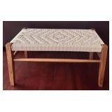 LR - Woven Rope Top Wooden Bench