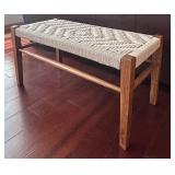 LR - Woven Rope Top Wooden Bench