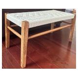 LR - Woven Rope Top Wooden Bench