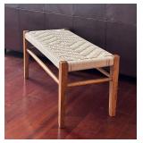 LR - Woven Rope Top Wooden Bench