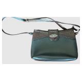 LR - Brighton Black Leather Croc-Embossed Crossbody Bag