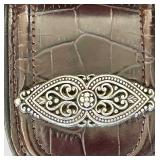 LR - Brighton Black Leather Croc-Embossed Crossbody Bag