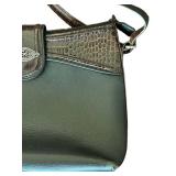 LR - Brighton Black Leather Croc-Embossed Crossbody Bag