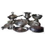 P - Mixed Vintage Silverplate Serving Pieces & Pedestal Bowls