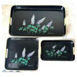 BR1 - Bluebonnet Plastic Serving Tray Set (Lot of 3)