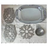 BR1 - Silver-Tone Metal Serving Pieces & Trivets (Lot of 5)