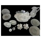 LR - Clear Pressed Glass Serving Pieces (Lot of 11)