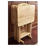 DR - Wood Folding TV Tray Set of 4 with Stand