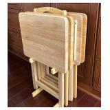 DR - Wood Folding TV Tray Set of 4 with Stand